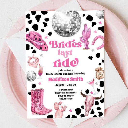 Invitation Cowgirl de l'espace Week-end de célibataire Disco