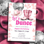 Invitation Cowgirl Disco 21e anniversaire PINK Dance<br><div class="desc">Disco Cowgirl western pour adultes fête. Disponible en téléchargement numérique imprimable. Idéal pour toute saison. Personnalisé,  personnalisé,  éditable téléchargement,  strass rose disco fête adulte</div>