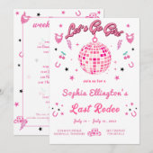 Invitation Cowgirl Disco Bachelorette Week-end Itinéraire (Devant / Derrière)