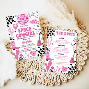 Invitation Cowgirl Disco Bachelorette Week-end Itinéraire