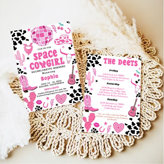 Invitation Cowgirl Disco Bachelorette Week-end Itinéraire