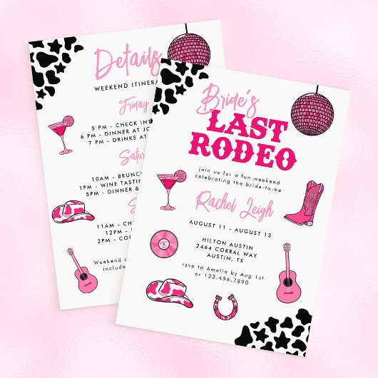 Invitation Cowgirl Disco Dernier Rodeo Bachelorette