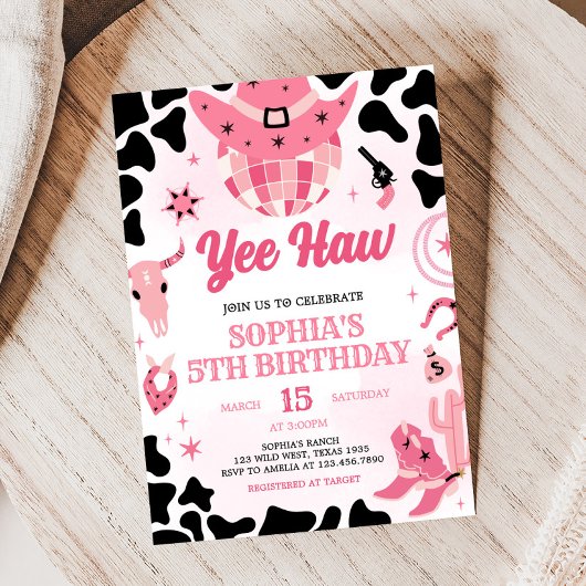 Invitation Cowgirl Disco fête d'anniversaire