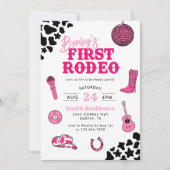 Invitation Cowgirl Disco Premier Rodéo Anniversaire Invitatio (Devant)