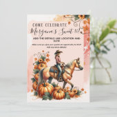 Invitation Cowgirl Fall Citrouille Anniversaire (Debout devant)