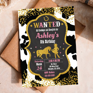 Invitation Cowgirl fête d'anniversaire Western en peau de vac