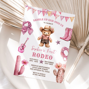 Invitation Cowgirl First Rodeo Cactus Anniversaire