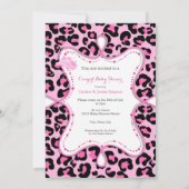 Invitation Cowgirl mignonne Baby shower rose léopard fille Bl (Dos)