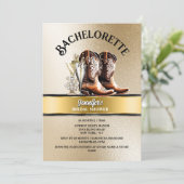 Invitation Cowgirl occidentale bottes or noir bulle chic (Debout devant)