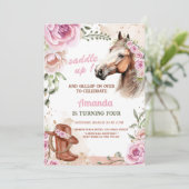 Invitation Cowgirl Party Horse birthday (Debout devant)