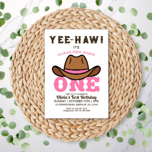 Invitation Cowgirl Pink Premier Rodéo Premier Anniversaire