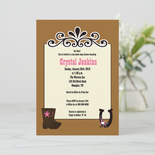 Invitation Cowgirl Pink tendance Cowboy Boot Country Invitati (Debout devant)