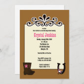 Invitation Cowgirl Pink tendance Cowboy Boot Country Invitati (Devant / Derrière)