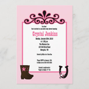 Invitation Cowgirl Pink tendance Cowboy Boot Country Invitati