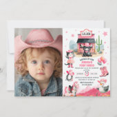 Invitation Cowgirl Premier Rodéo rose photo occidentale Anniv (Devant)