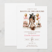 Invitation Cowgirl Rodeo Western Party Douche (Devant / Derrière)