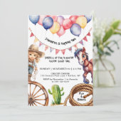 Invitation Cowgirl Rootin' Tootin' Heure Anniversaire Invitat (Debout devant)