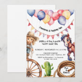 Invitation Cowgirl Rootin' Tootin' Heure Anniversaire Invitat (Devant / Derrière)