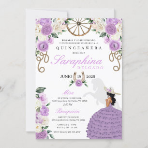 Invitation Cowgirl Ropes Lilac Floral Ouest Quinceañera
