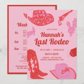 Invitation Cowgirl rose Dernier Rodéo Bachelorette (Devant / Derrière)