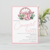 Invitation Cowgirl rose Western Cactus fête d'anniversaire (Debout devant)