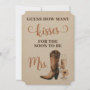 Invitation Cowgirl Rustic Fête des mariées Baisers Signaler C