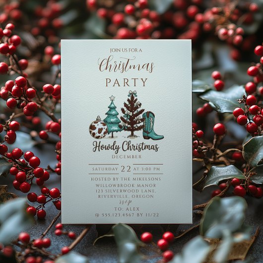 Invitation Cowgirl Rustic Howdy Christmas