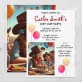 Invitation Cowgirl Western Anniversaire Party (Devant / Derrière)