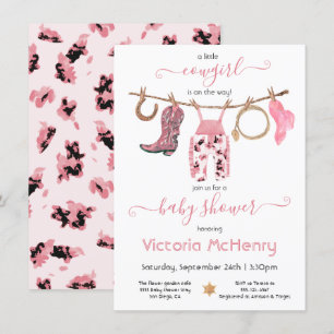 Invitation Cowgirl Western Baby Girl Clothesline Baby shower