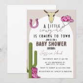 Invitation Cowgirl Western Baby shower (Devant / Derrière)