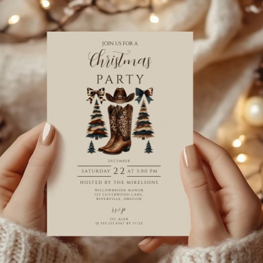 Invitation Cowgirl Western Bow Christmas