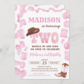 Invitation Cowgirl Western Deuxième 2e anniversaire Invitatio (Devant / Derrière)