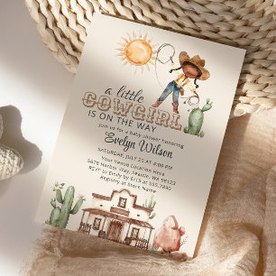 Invitation Cowgirl Western Girl Ranch Baby shower Cactus