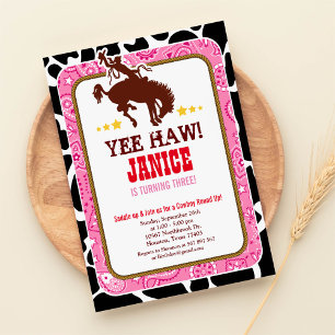 Invitation Cowgirl Western Old West Anniversaire Fête Invitat