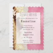 Invitation Cowgirl Western Pink Cream Gold Cowhide (Devant)