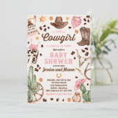 Invitation Cowgirl Wild West Rodeo Ranch Baby shower fille (Debout devant)