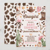 Invitation Cowgirl Wild West Rodeo Ranch Baby shower fille (Devant / Derrière)