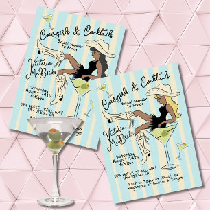 Invitation Cowgirls et Cocktails Fête des mariées Martini