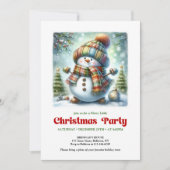 Invitation Cozy cartoon snowman invite joyful party printable (Devant)