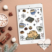 Invitation Cozy Cats Holiday Book Exchange Hand Drawn