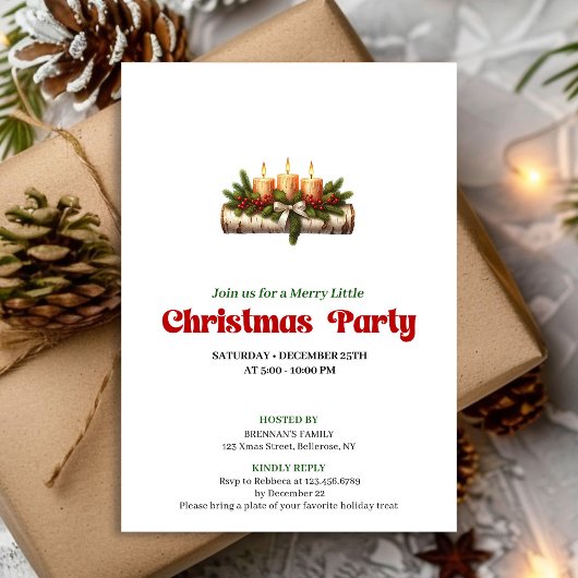Invitation Cozy Christmas Candles Holiday Party Invite