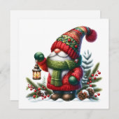Invitation Cozy Christmas Gnome Art – Festive Holiday (Devant / Derrière)