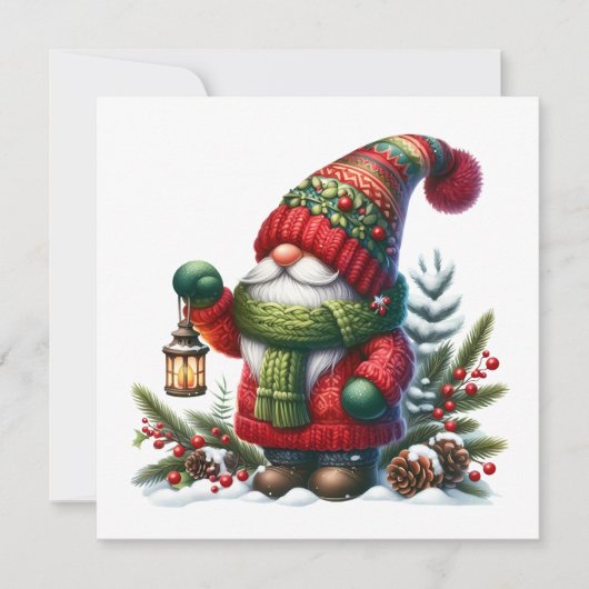 Invitation Cozy Christmas Gnome Art – Festive Holiday (Devant)