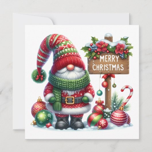 Invitation Cozy Christmas Gnome Art – Festive Holiday (Devant)