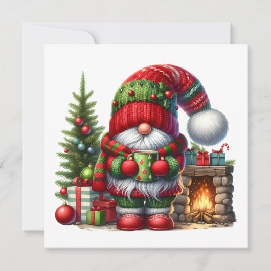 Invitation Cozy Christmas Gnome Art – Festive Holiday (Devant)