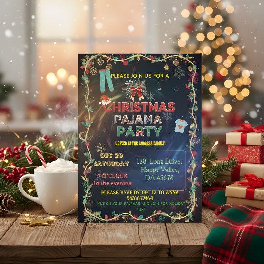 Invitation Cozy Christmas Pajama Bash | Festive Family