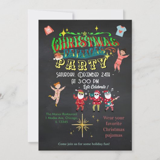 Invitation Cozy Christmas Pajamas Party Funny Rustic (Devant)