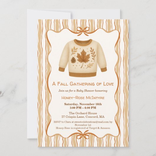 Invitation Cozy Fall Baby Shower | Neutral Cream & orange (Devant)