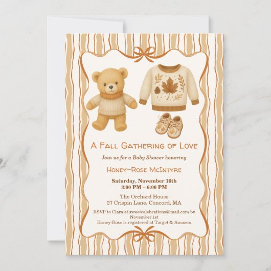 Invitation Cozy Fall Baby Shower | Neutral Cream & orange (Devant)