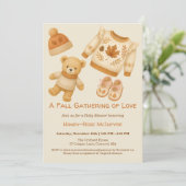 Invitation Cozy Fall Baby Shower | Neutral Cream & orange (Debout devant)